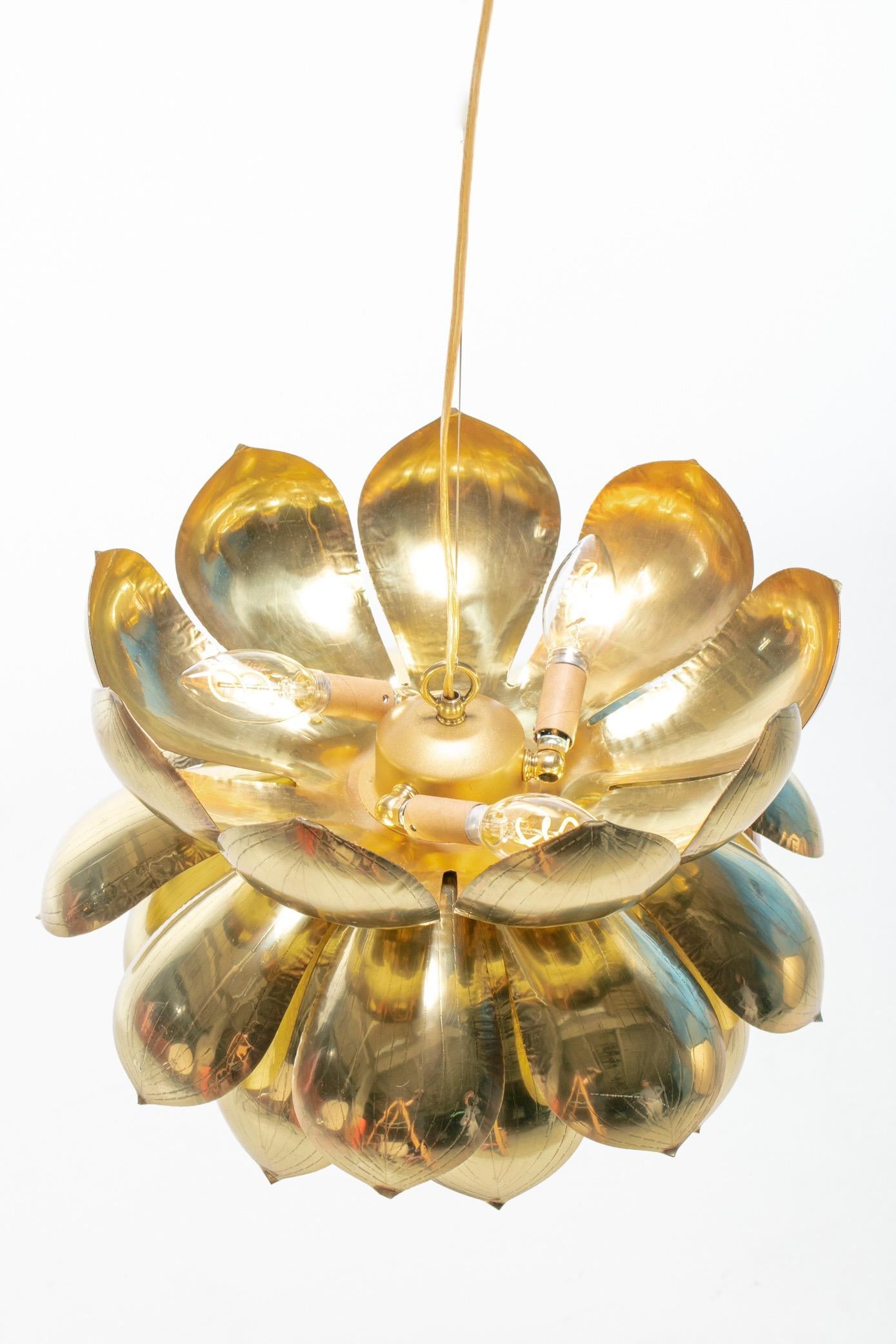 Large Brass Lotus Fixture by Feldman Lighting Company in the Style of Parzinger