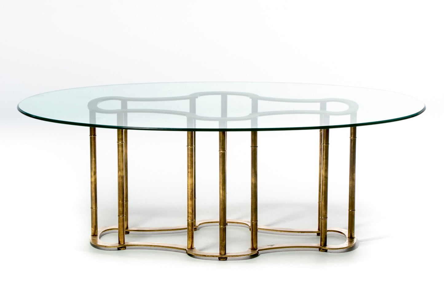 Mastercraft Brass Faux Bamboo Hollywood Regency Dining Table, circa 1970