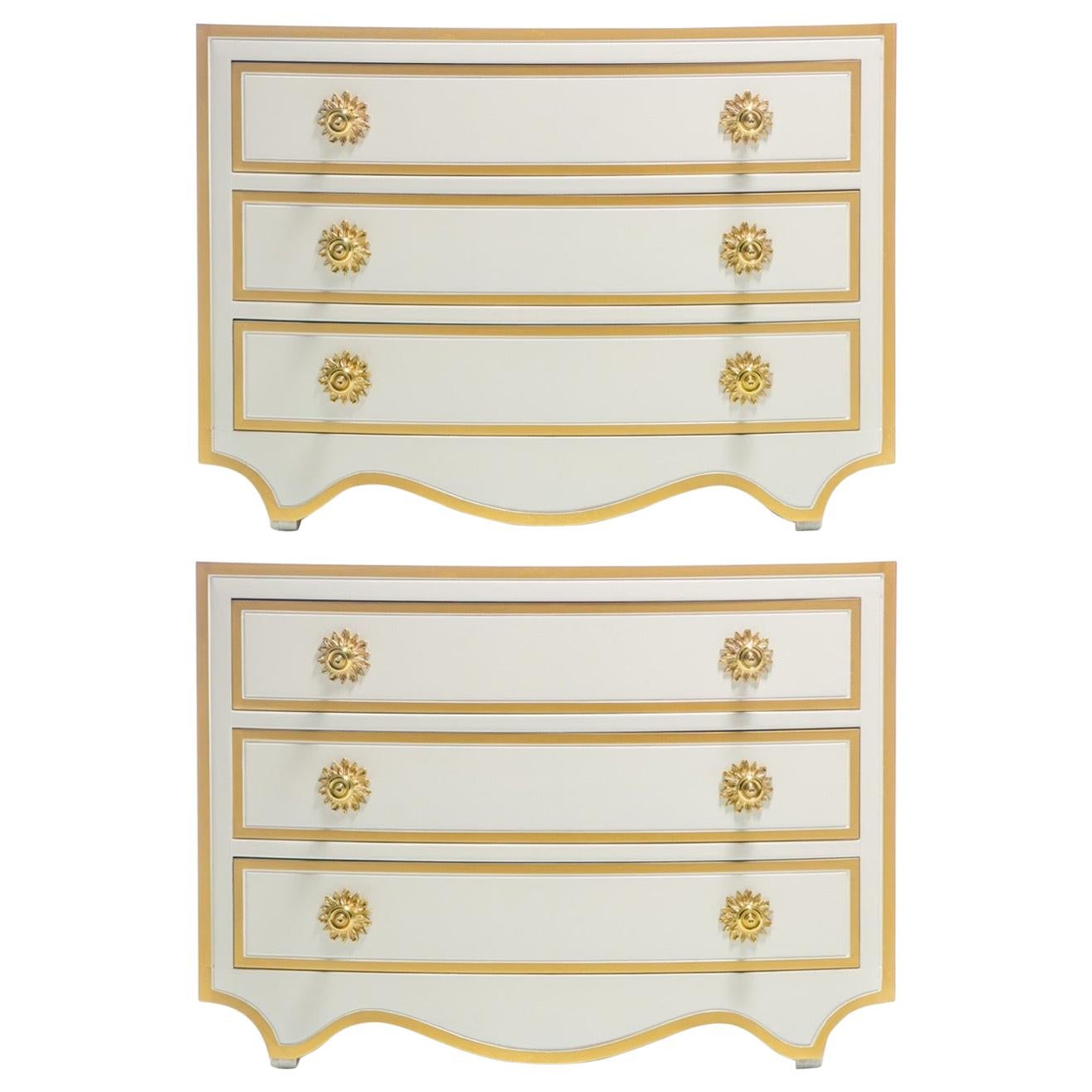 Pair of Dorothy Draper Viennese Collection Chests Lacquered in Ivory, circa 1963