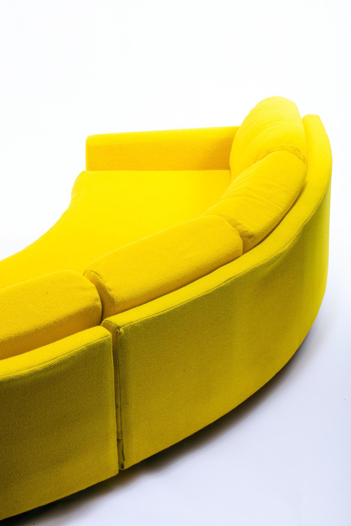 Adrian Pearsall Pit Style Yellow Semi-Circular Sofa 3 Piece Sectional