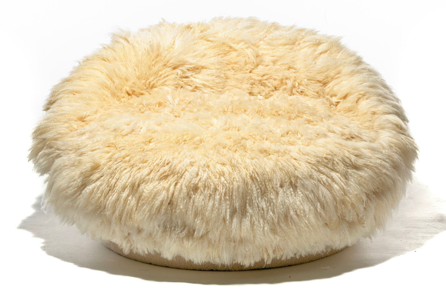 Milo Baughman Style Satellite Lounge in Napa Valley Sheepskins & Ivory Shearling