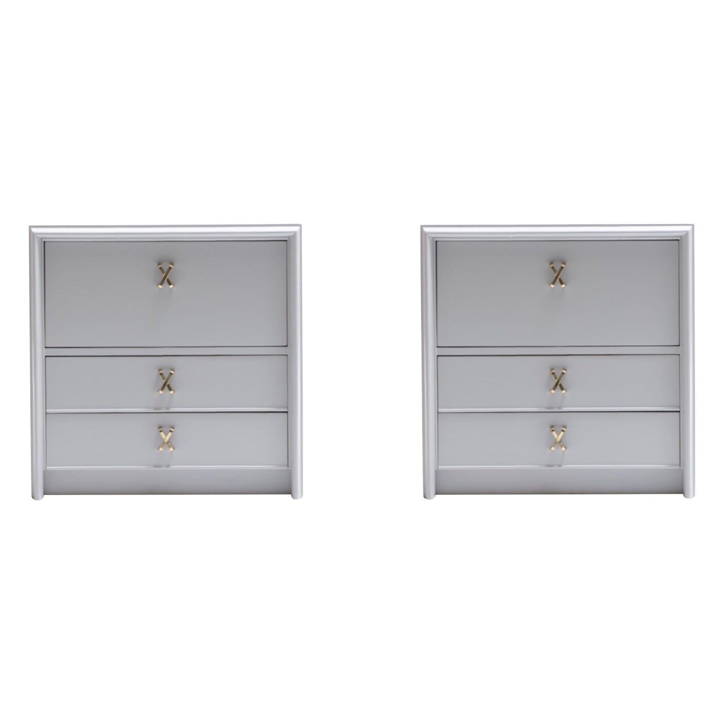 Pair of 1950s Paul Frankl Nightstands Lacquered in Farrow & Ball Pavilion Grey