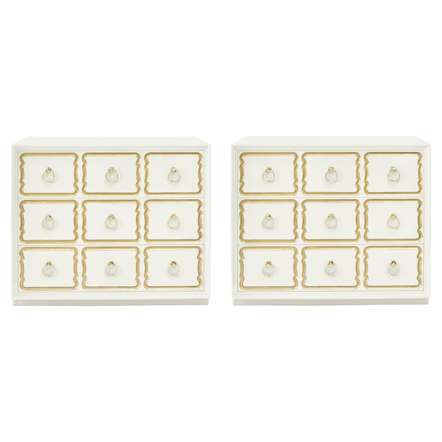 Pair of Dorothy Draper España Chest in Ivory White Chocolate, circa 1955