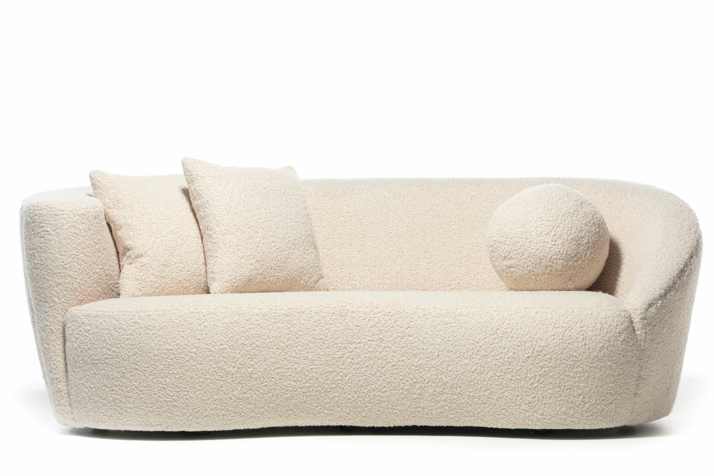 Vladimir Kagan Nautilus Sofa in Ivory White Bouclé by Directional, c. 1990 LEFT ARM