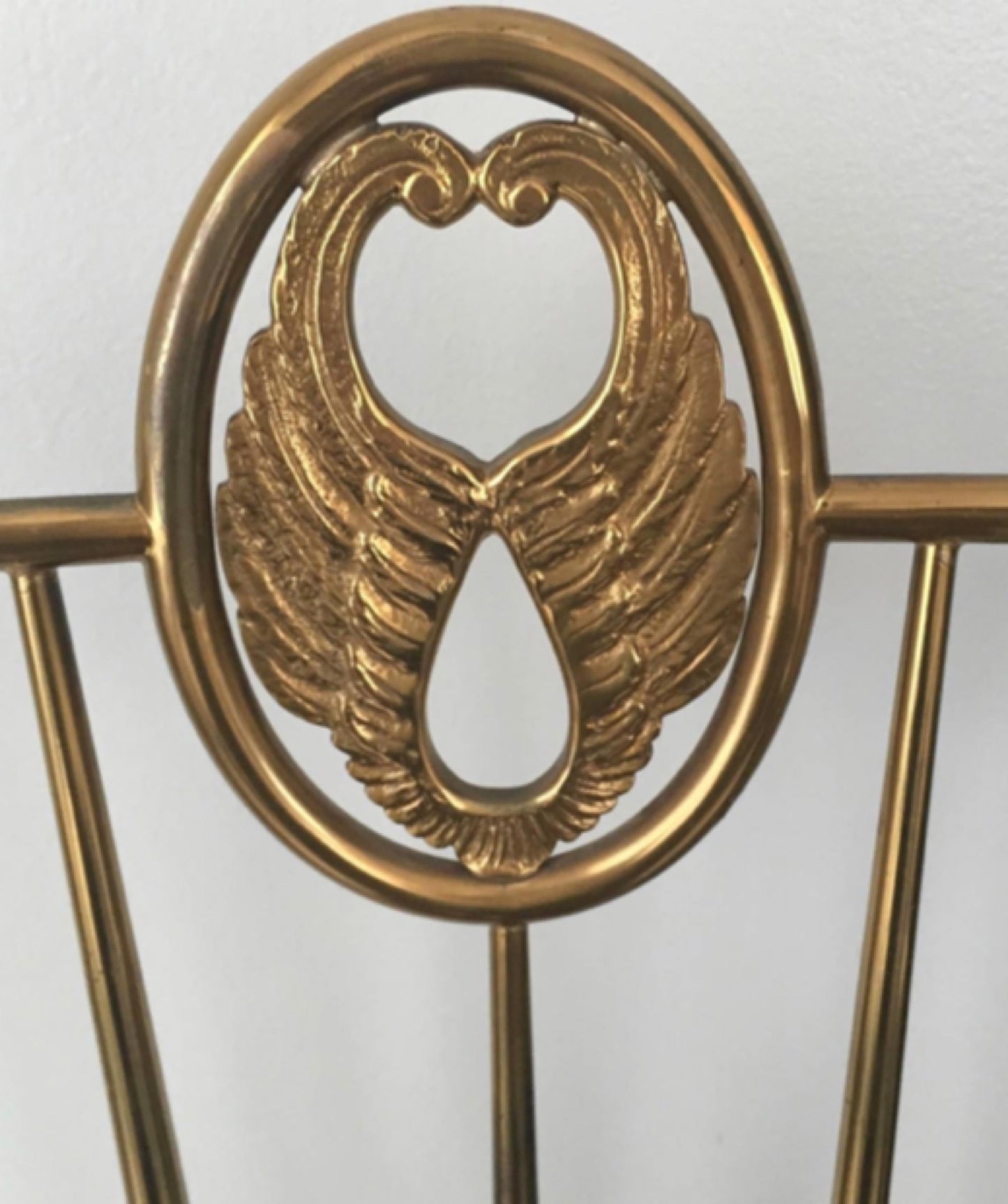 Pair of Italian Brass Chiavari Side Chairs with Aubergine Crocodile Leather