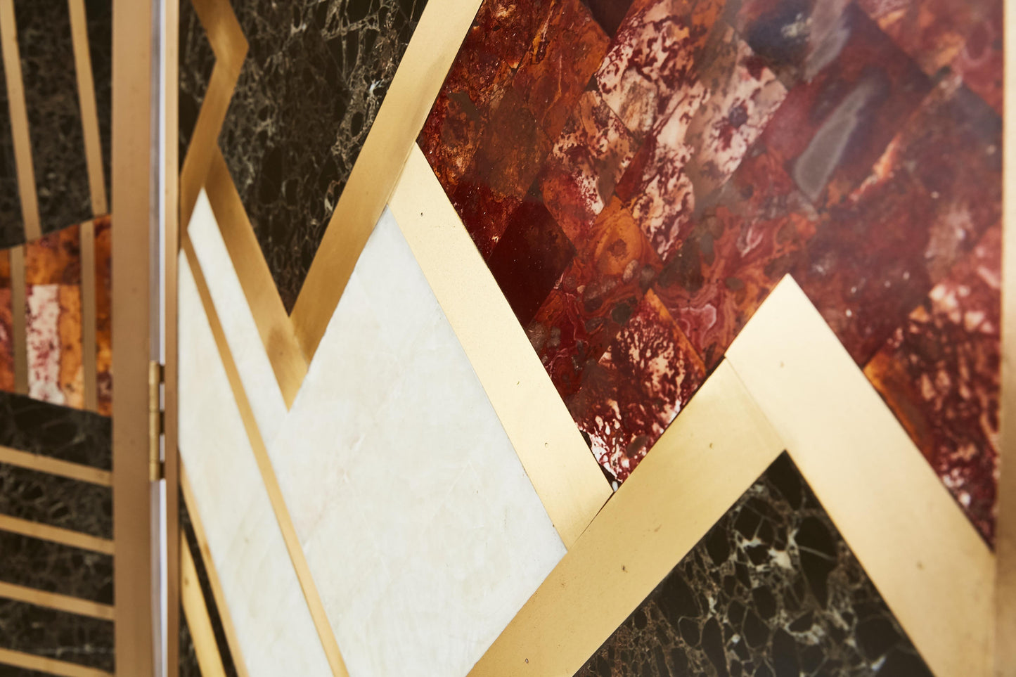 Custom Marble and Brass Geometric Screen from Viceroy Miami