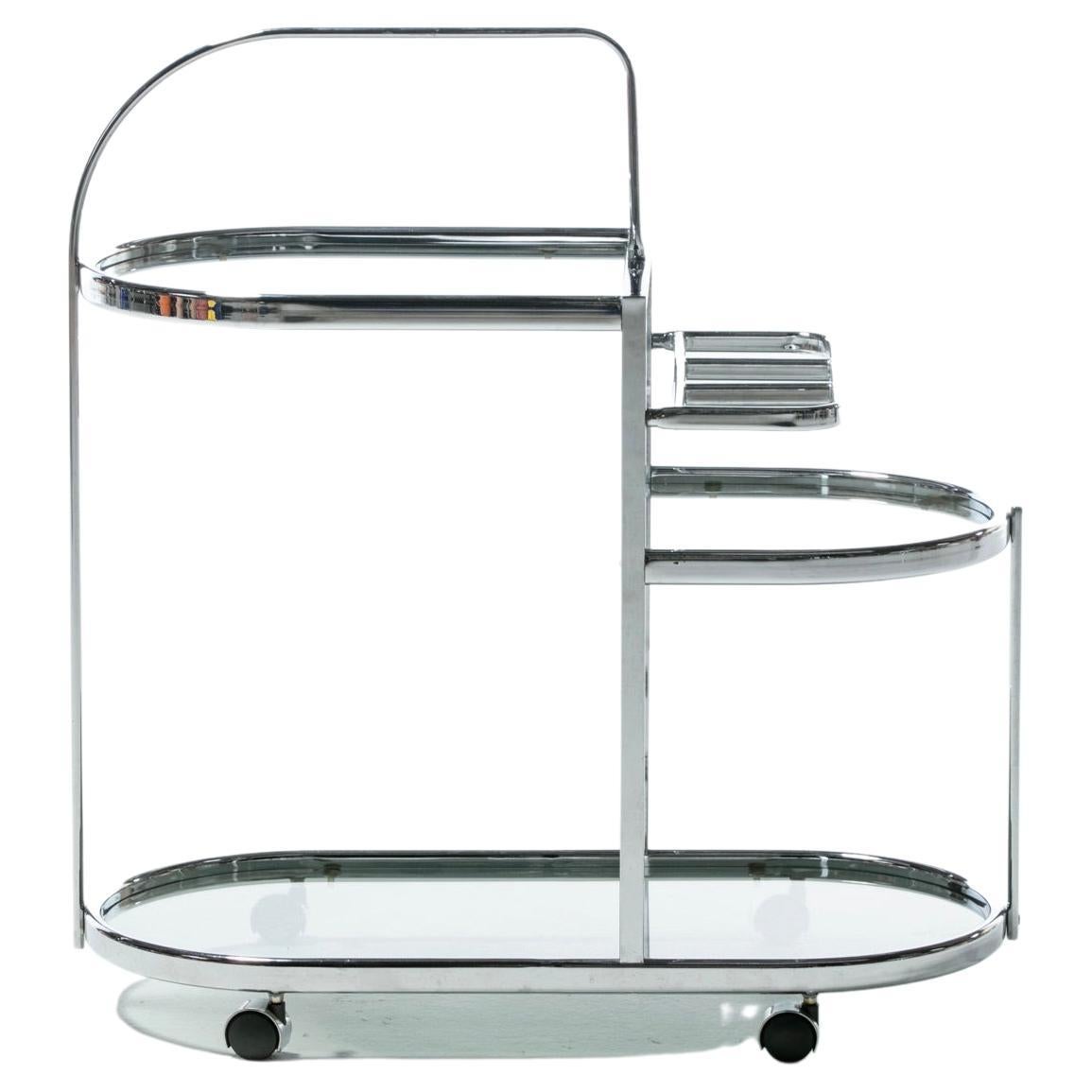 1970s Chrome Modernist Three Tier Bar Cart