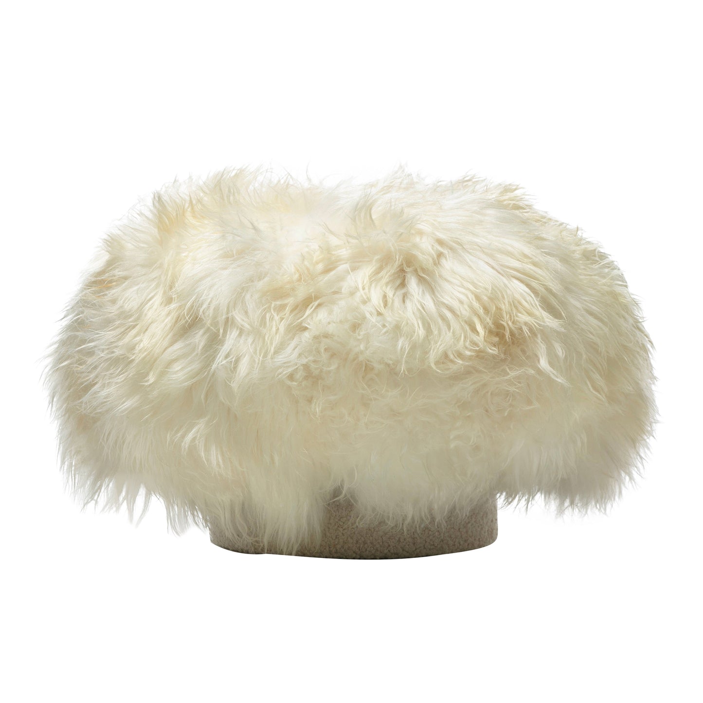 1970s Swivel Mushroom Top Pouf Ottoman in Ivory White Icelandic Sheepskin