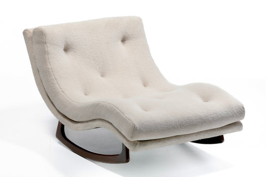 Adrian Pearsall Chaise Lounge Rocker in New Pale Sand Color Faux Shearling