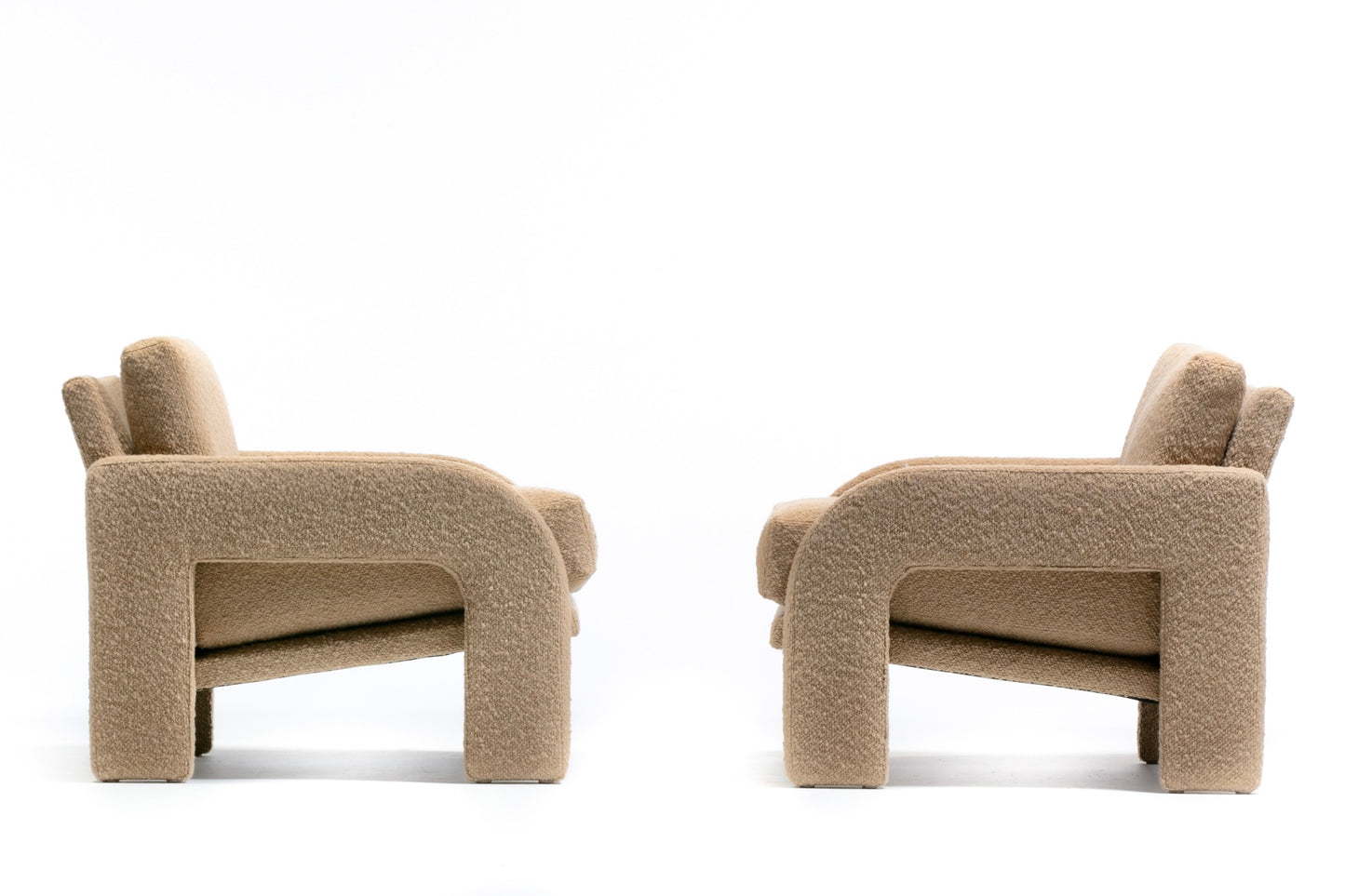 Adrian Pearsall Organic Modern Lounge Chairs for Comfort Designs in Camel Bouclé