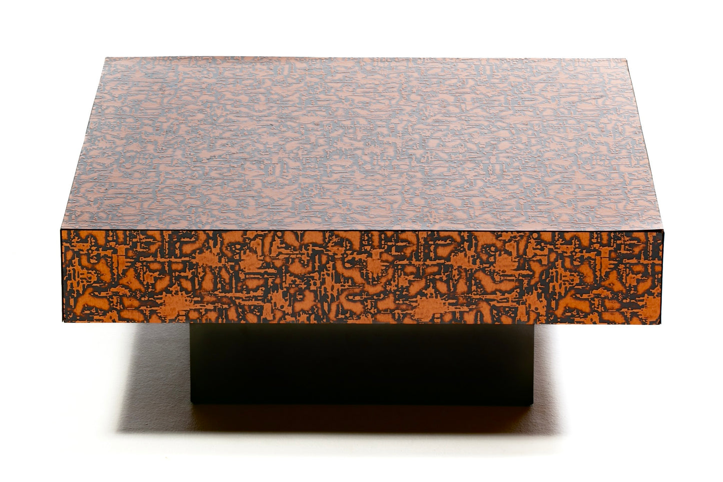 Brutalist Paul Evans Style Etched Copper Square Coffee Table c. 1970s