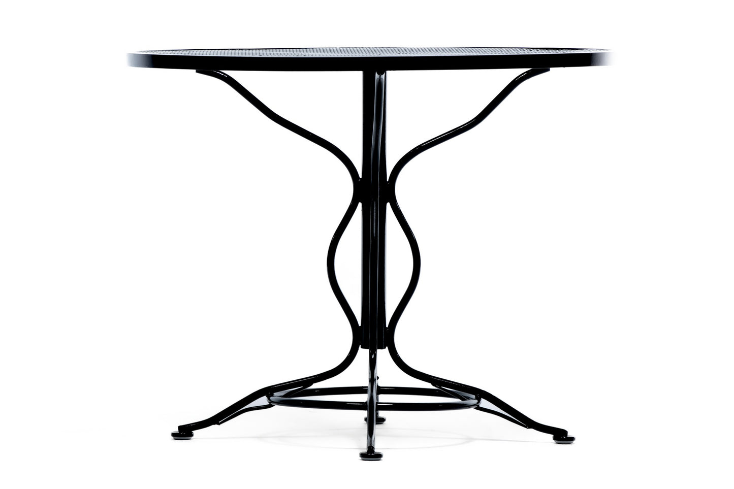 Mid Century Modern Black Wrought Iron Table with Sculptural Base and Footrests