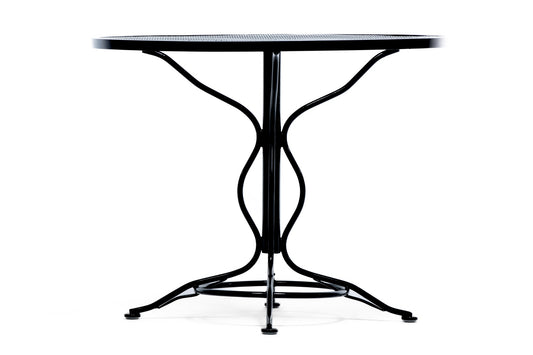 Mid Century Modern Black Wrought Iron Table with Sculptural Base and Footrests