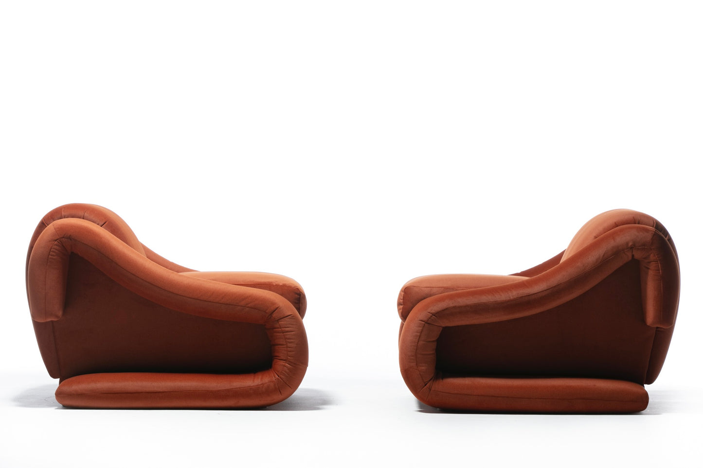 Monumental Post Modern Pair of Weiman Lounge Chairs in Marmalade Orange Fabric