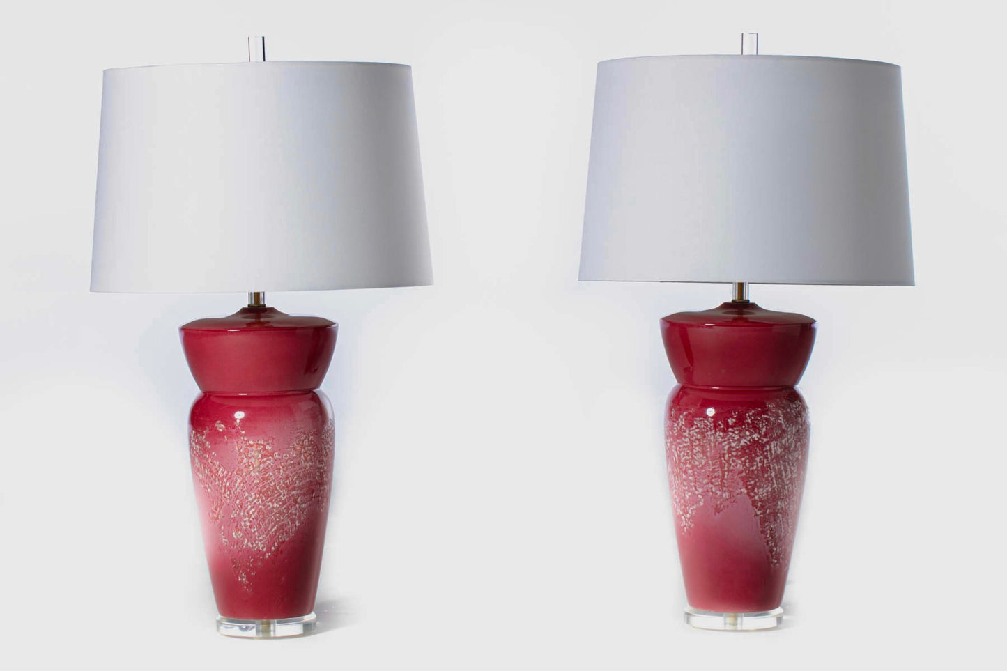 Monumental Post Modern Raspberry Pink Sorbet Ceramic Lamps by Sunset c. 1980