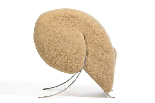 Sculptural Italian Chair by Arflex in Hand Sewn Champagne Shearling Hides c.1991