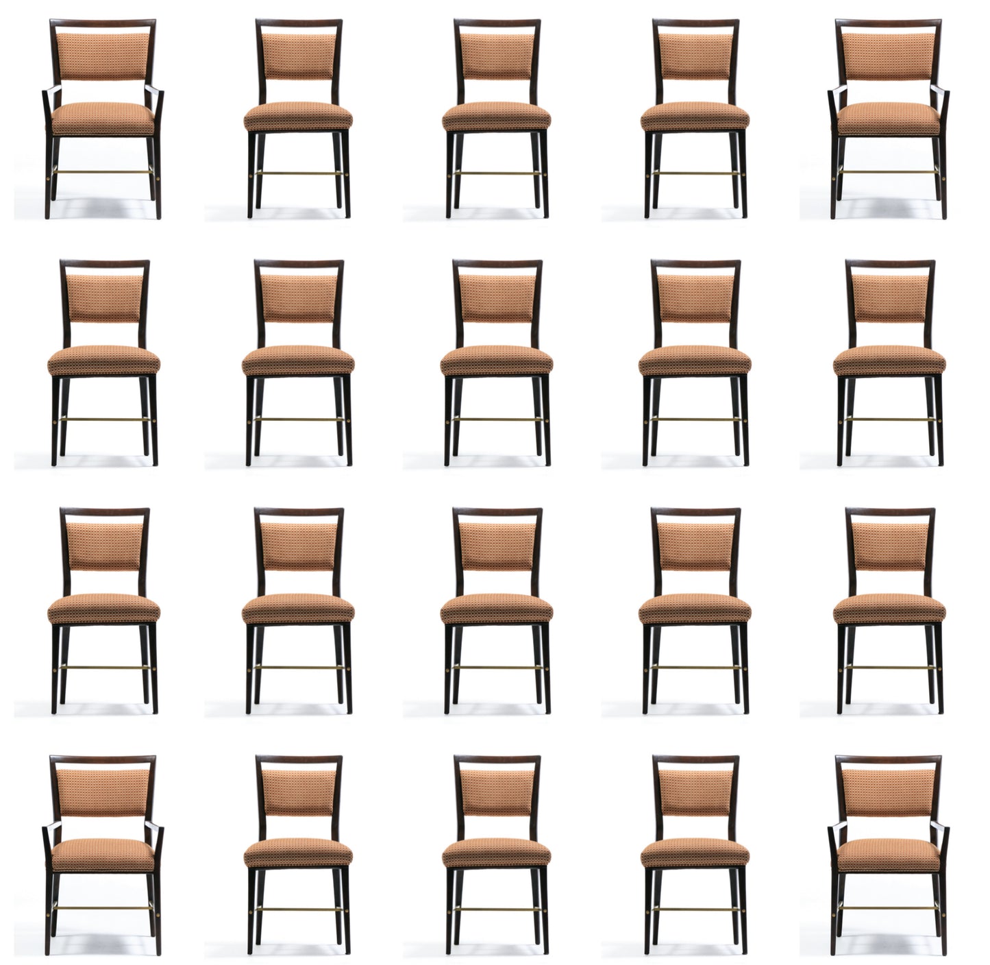 Set of 20 Paul McCobb Irwin Collection Dining Chairs in Mahogany & Brass c. 1950