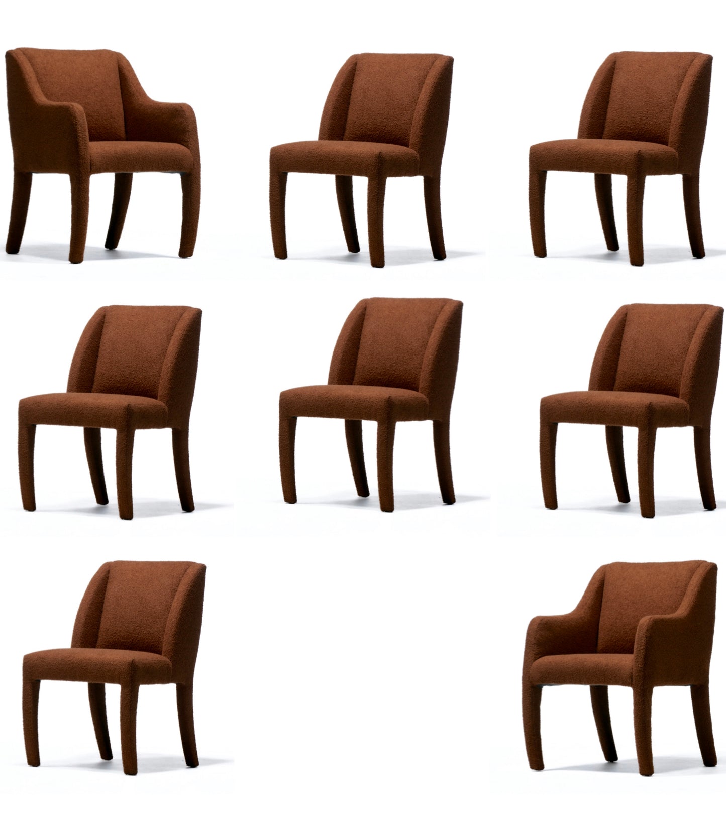 Set of 8 Vladimir Kagan Dining Chairs for Directional in Mocha Brown Bouclé