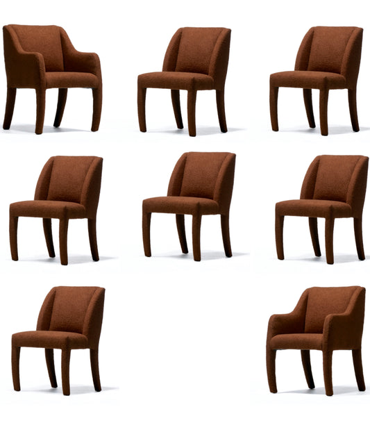 Set of 8 Vladimir Kagan Dining Chairs for Directional in Mocha Brown Bouclé