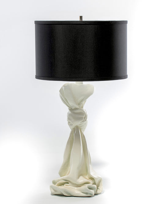 Surrealist John Dickinson Style Plaster Draped Knotted Fabric Lamp c. 1970s