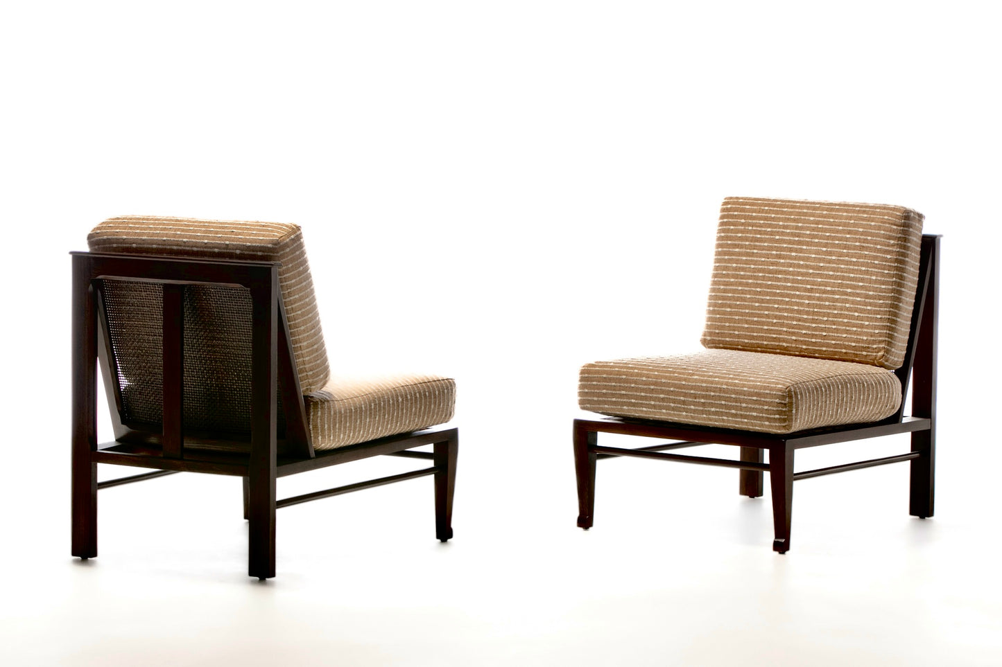 William Pahlmann Thebes Chairs in New Embroidered Linen Upholstery, circa 1964