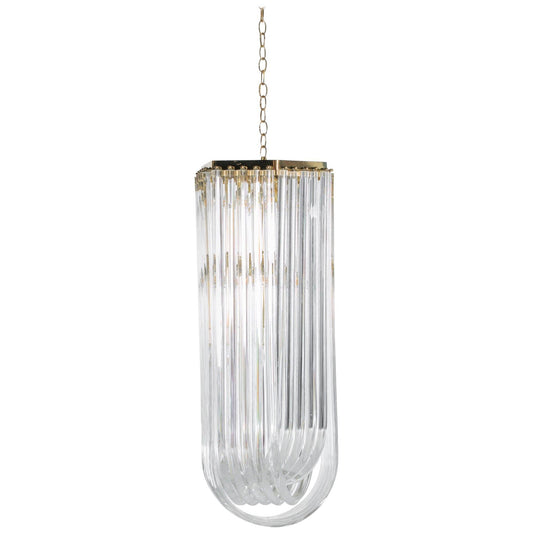 Extra Large Sculptural Lucite and Brass Chandelier, circa 1970s