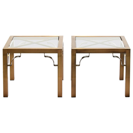 Pair of Mastercraft Brass Side Tables, circa 1970