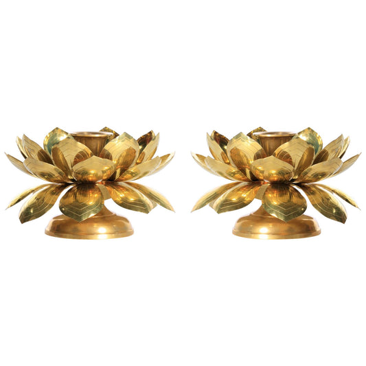 Feldman Brass Lotus Candle Holders in the Style of Parzinger