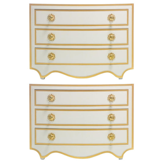 Pair of Dorothy Draper Viennese Collection Chests Lacquered in Ivory, circa 1963
