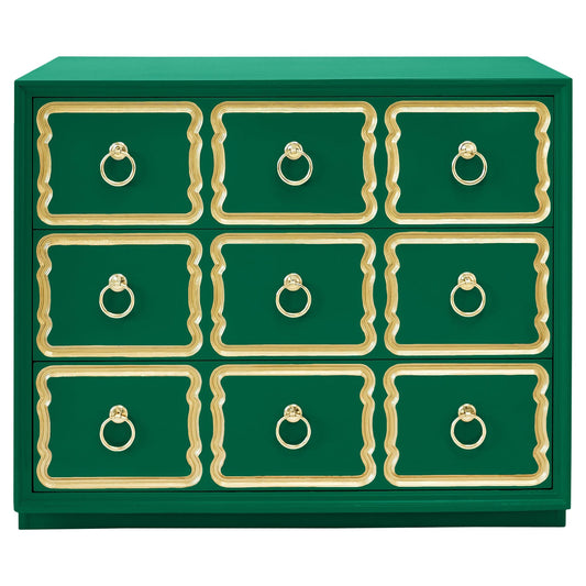 Authentic Dorothy Draper Espana Chest in Emerald Green