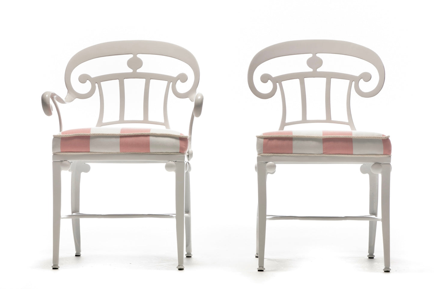 Hollywood Regency Style Set of 6 Indoor Outdoor White Dining Chairs