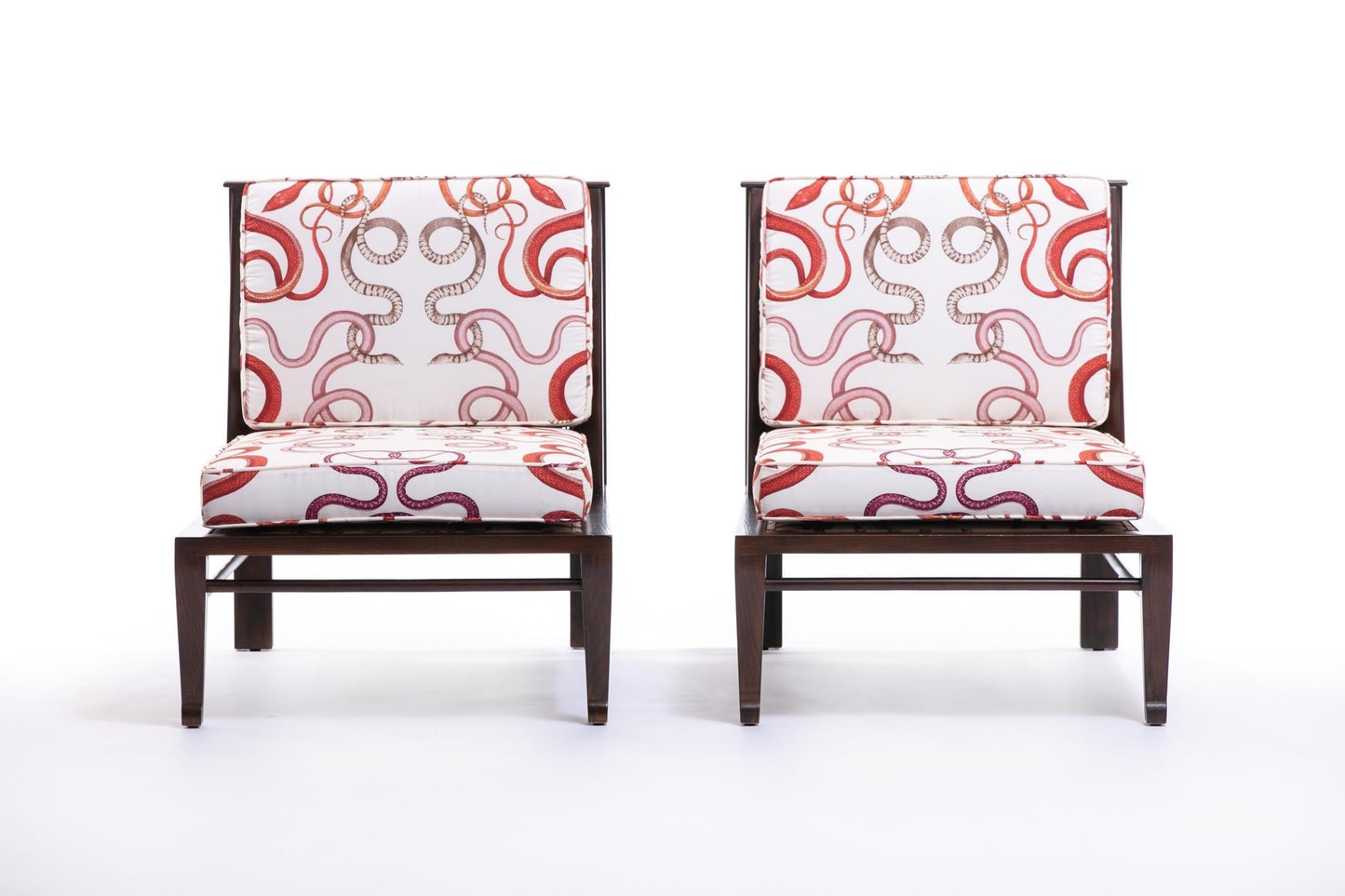 William Pahlmann Thebes Chairs with Snake Fabric, circa 1964