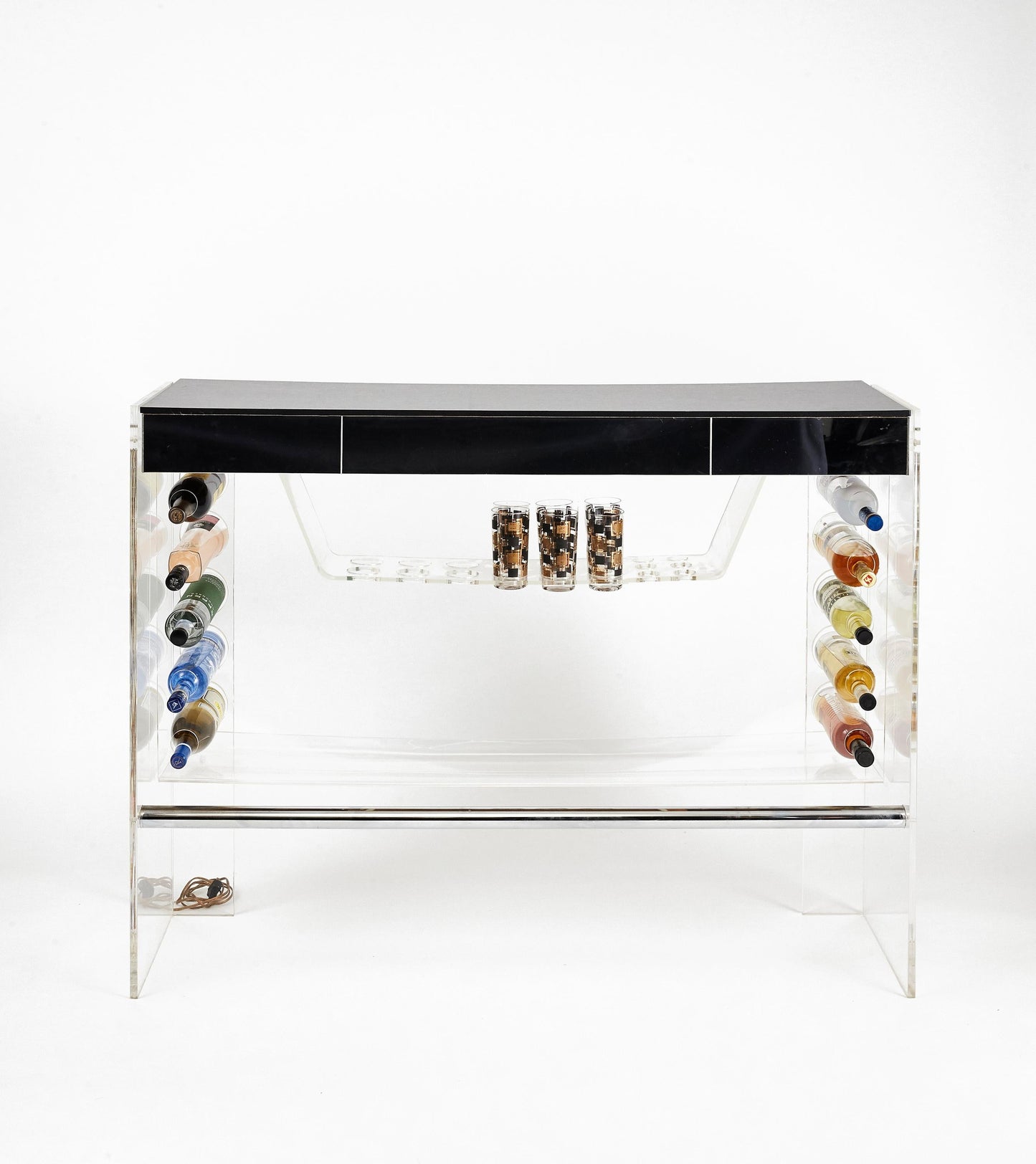 Illuminating Lucite Bar Designed by Luigi Bardini with Ensuite Bar Stools