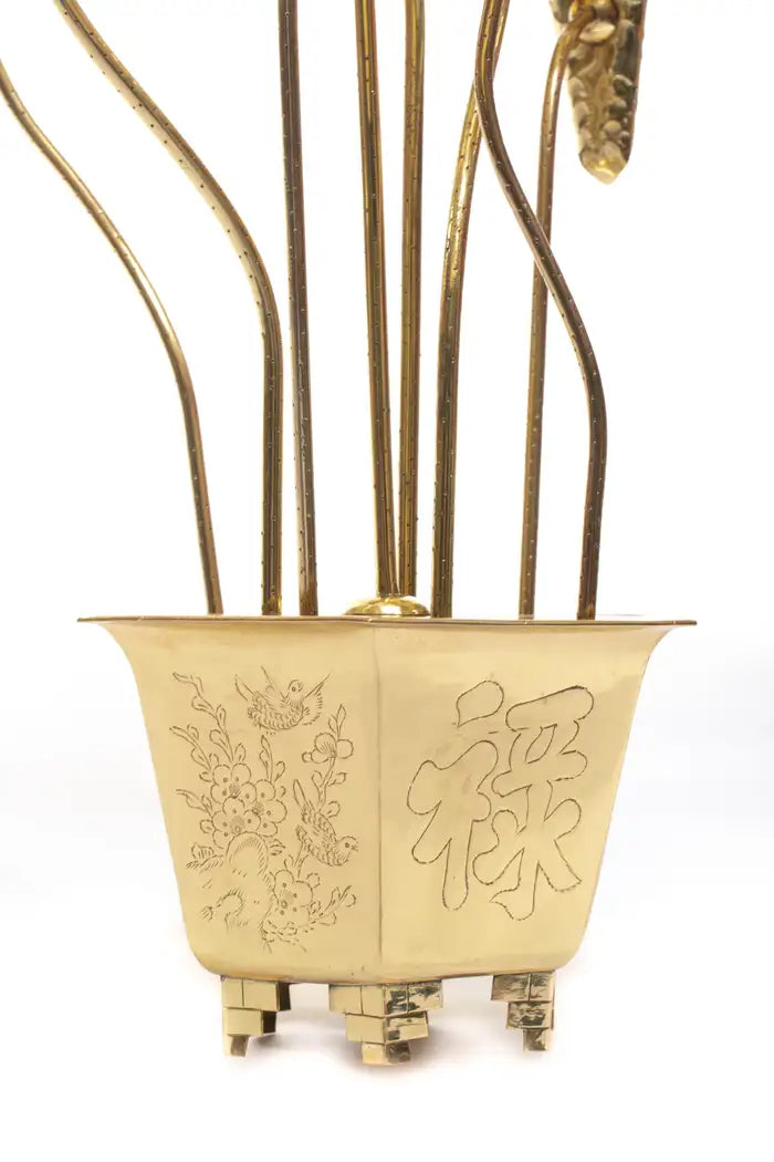 Feldman Chinoiserie Adjustable Brass Lotus Bouquet Sculpture, circa 1970