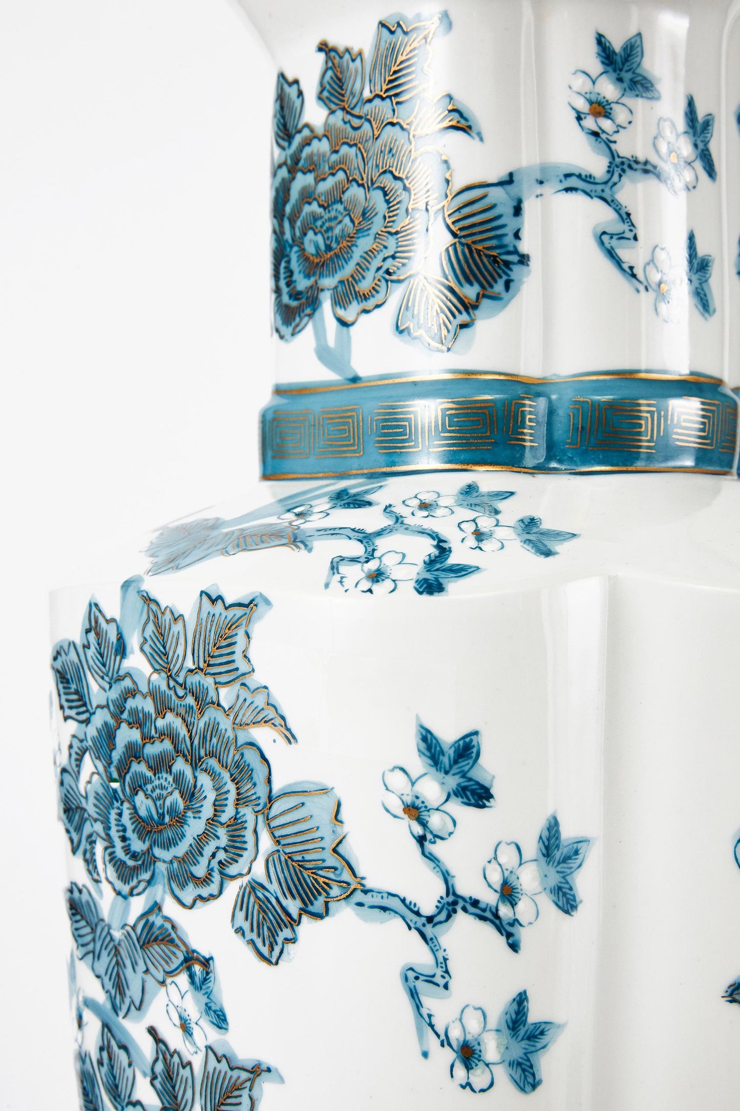 Pair of Blue Chinoiserie Hand Painted Table Lamps in the Style of Billy Haines