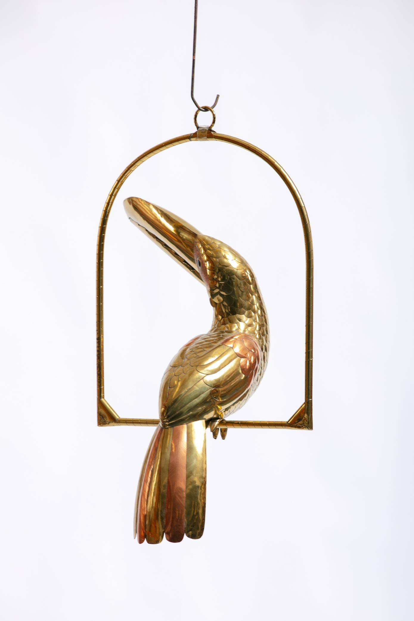 1970s Large Toucan Sculpture by Sergio Bustamante in Copper and Brass