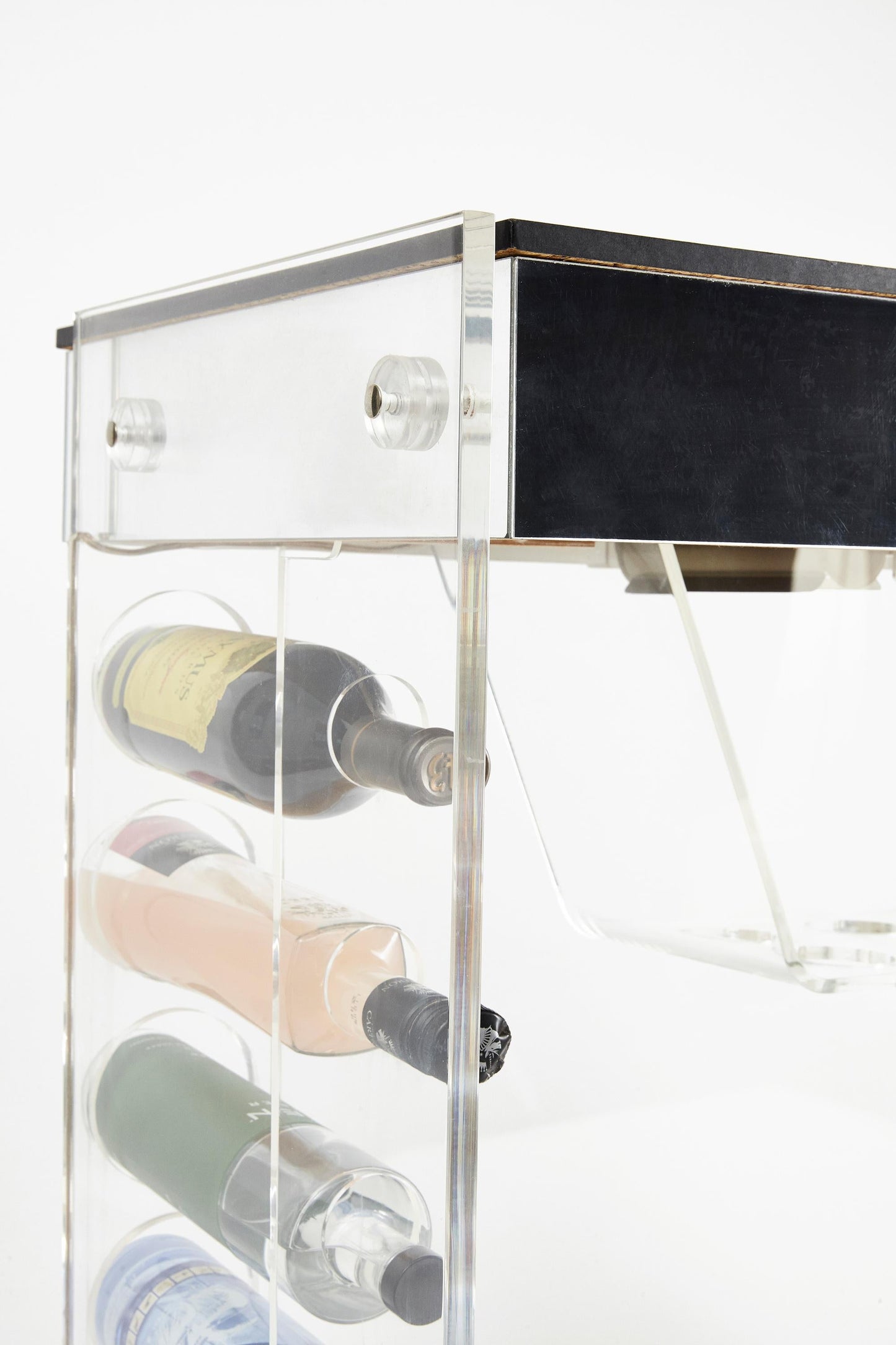 Illuminating Lucite Bar Designed by Luigi Bardini with Ensuite Bar Stools