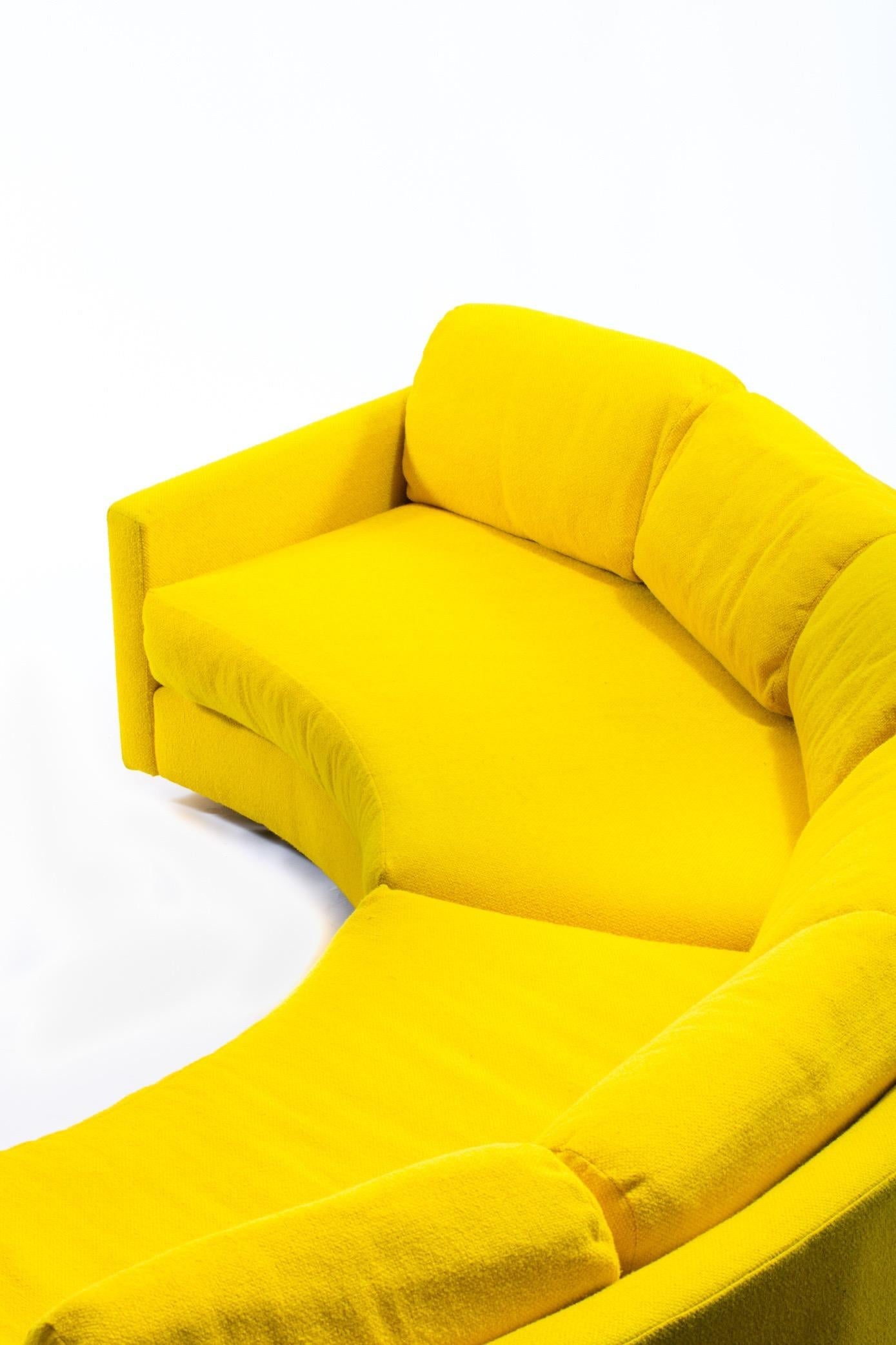 Adrian Pearsall Pit Style Yellow Semi-Circular Sofa 3 Piece Sectional