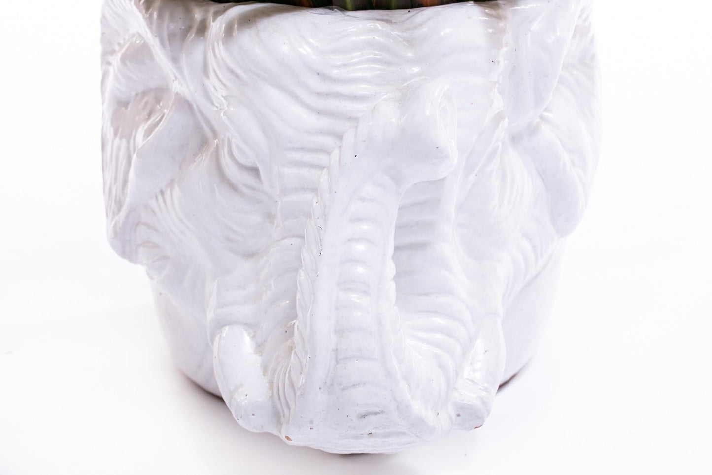 Italian Midcentury Ceramic White Elephant Planter