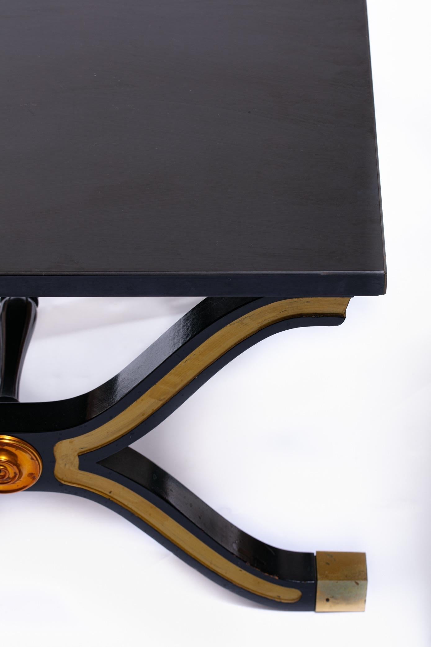Pair of Dorothy Draper España Side Tables in Original Black and Gold Lacquer