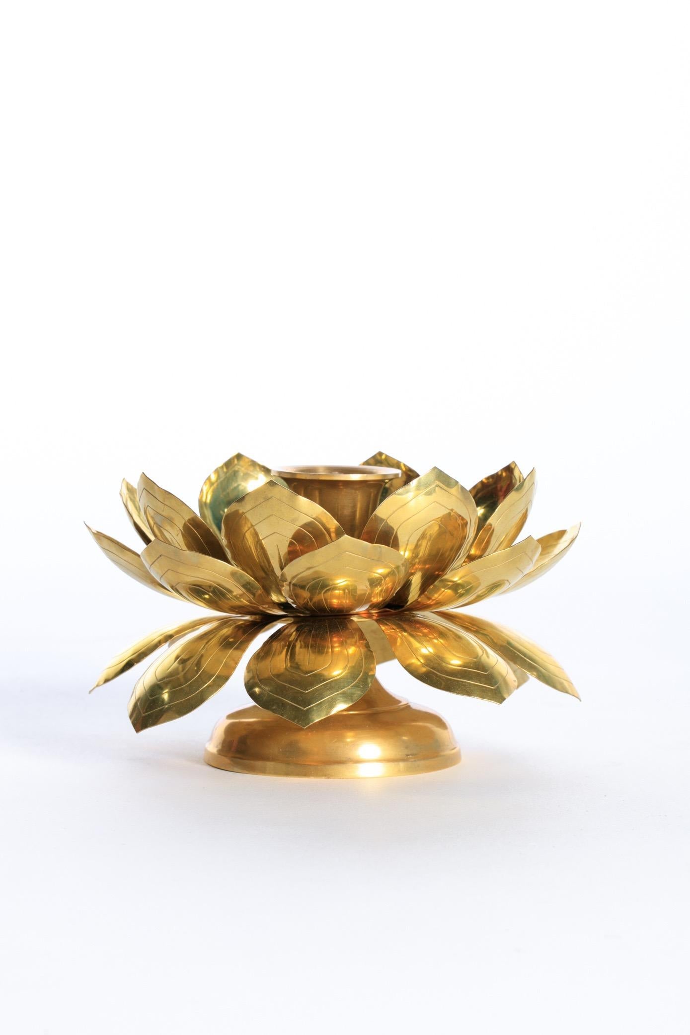 Feldman Brass Lotus Candle Holders in the Style of Parzinger