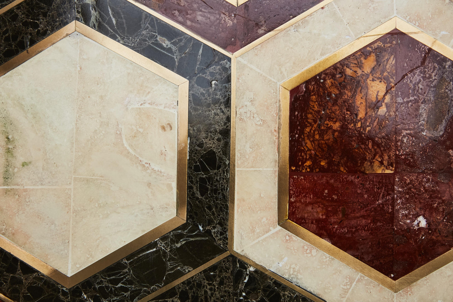 Custom Marble and Brass Geometric Screen from Viceroy Miami