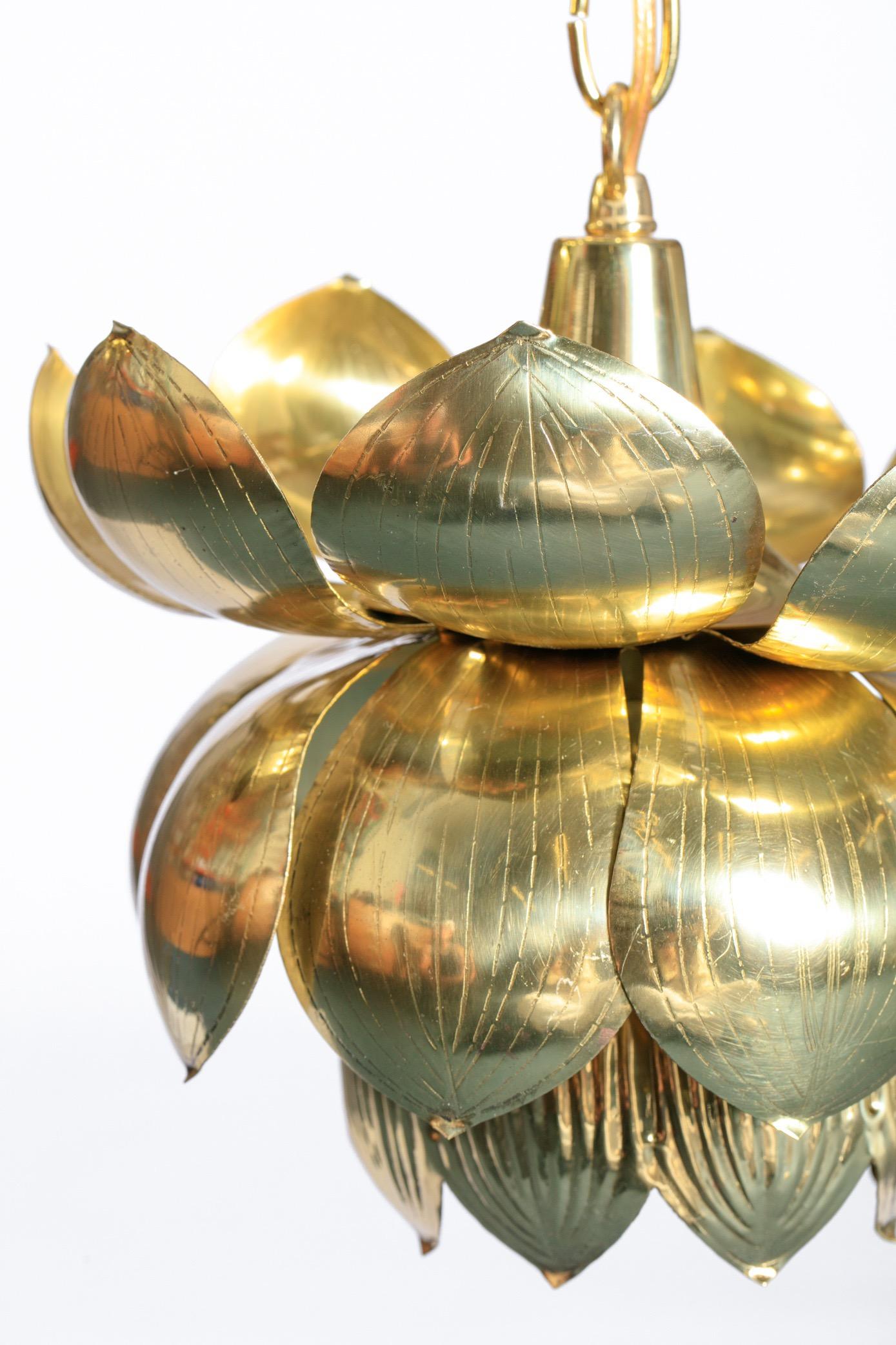 Feldman Triple Lotus Light Fixture Chandelier, circa 1960