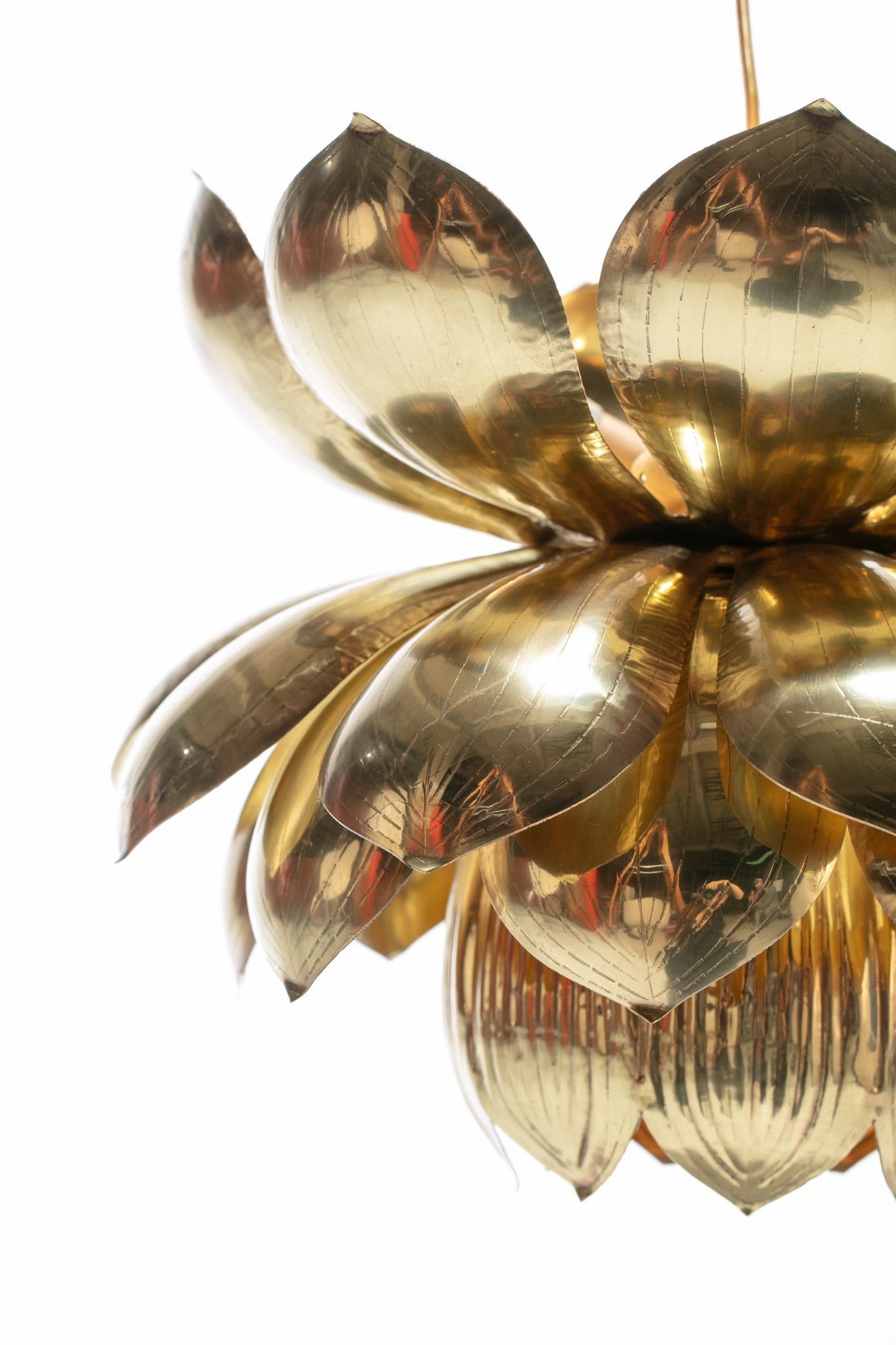 Large Brass Lotus Fixture by Feldman Lighting Company in the Style of Parzinger