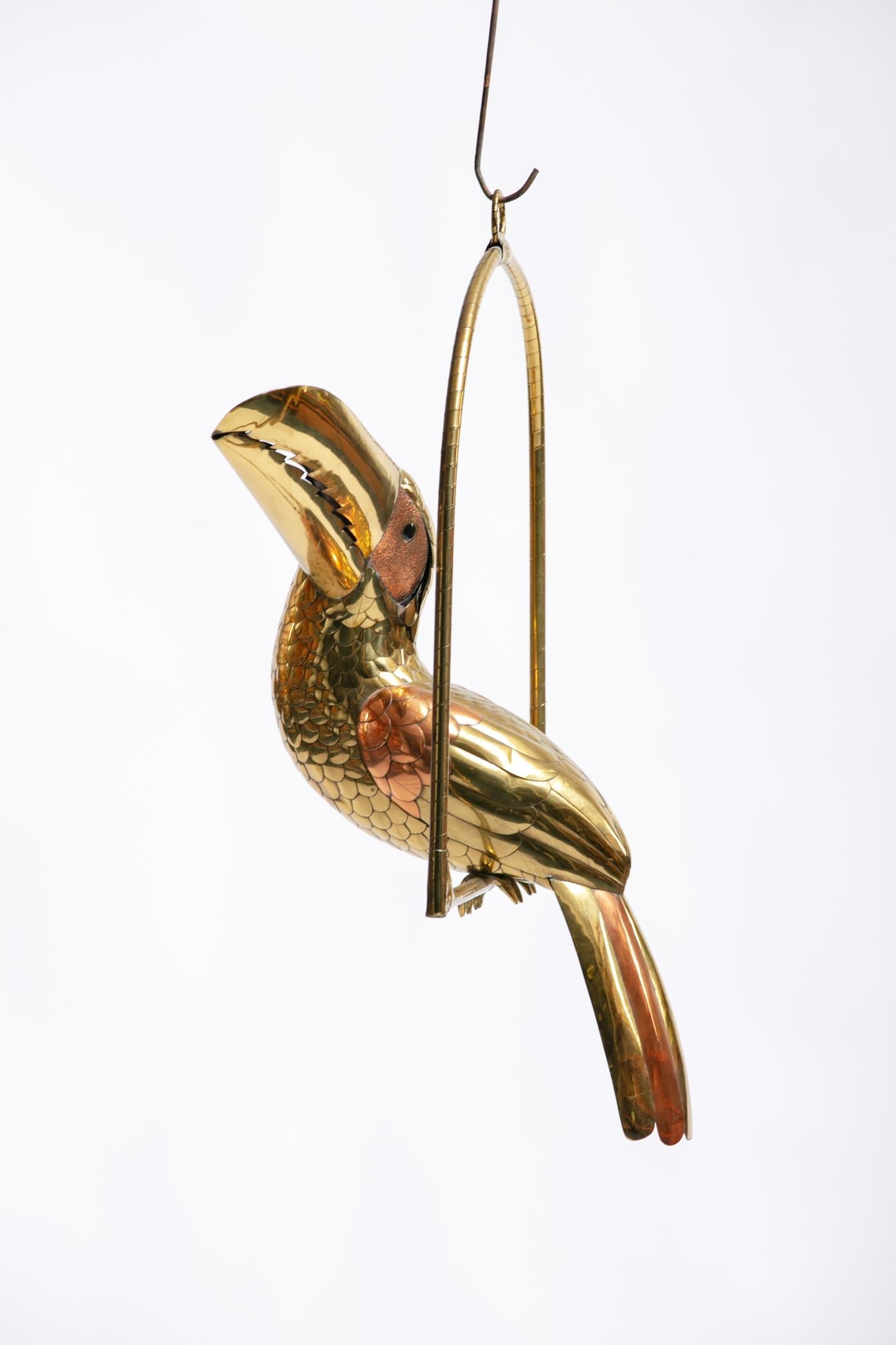 1970s Large Toucan Sculpture by Sergio Bustamante in Copper and Brass