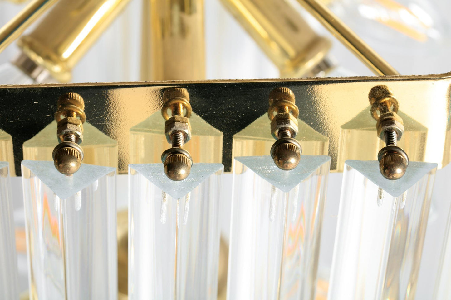 Extra Large Sculptural Lucite and Brass Chandelier, circa 1970s