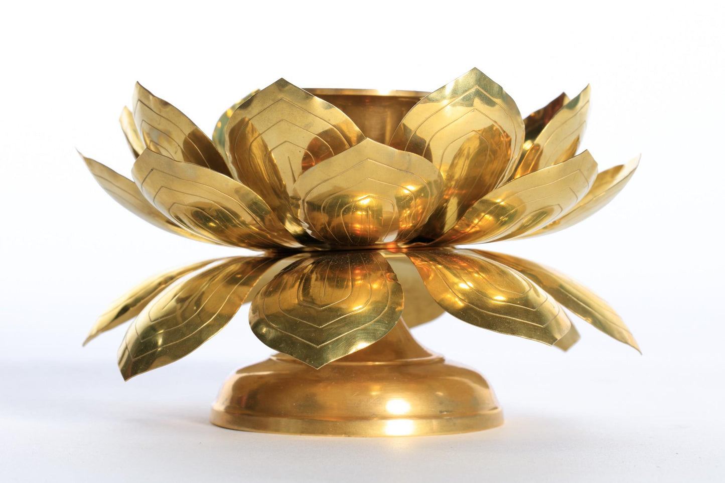 Feldman Brass Lotus Candle Holders in the Style of Parzinger