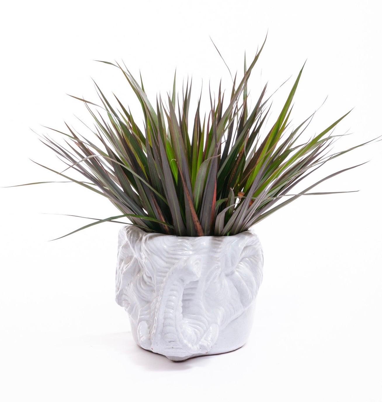Italian Midcentury Ceramic White Elephant Planter