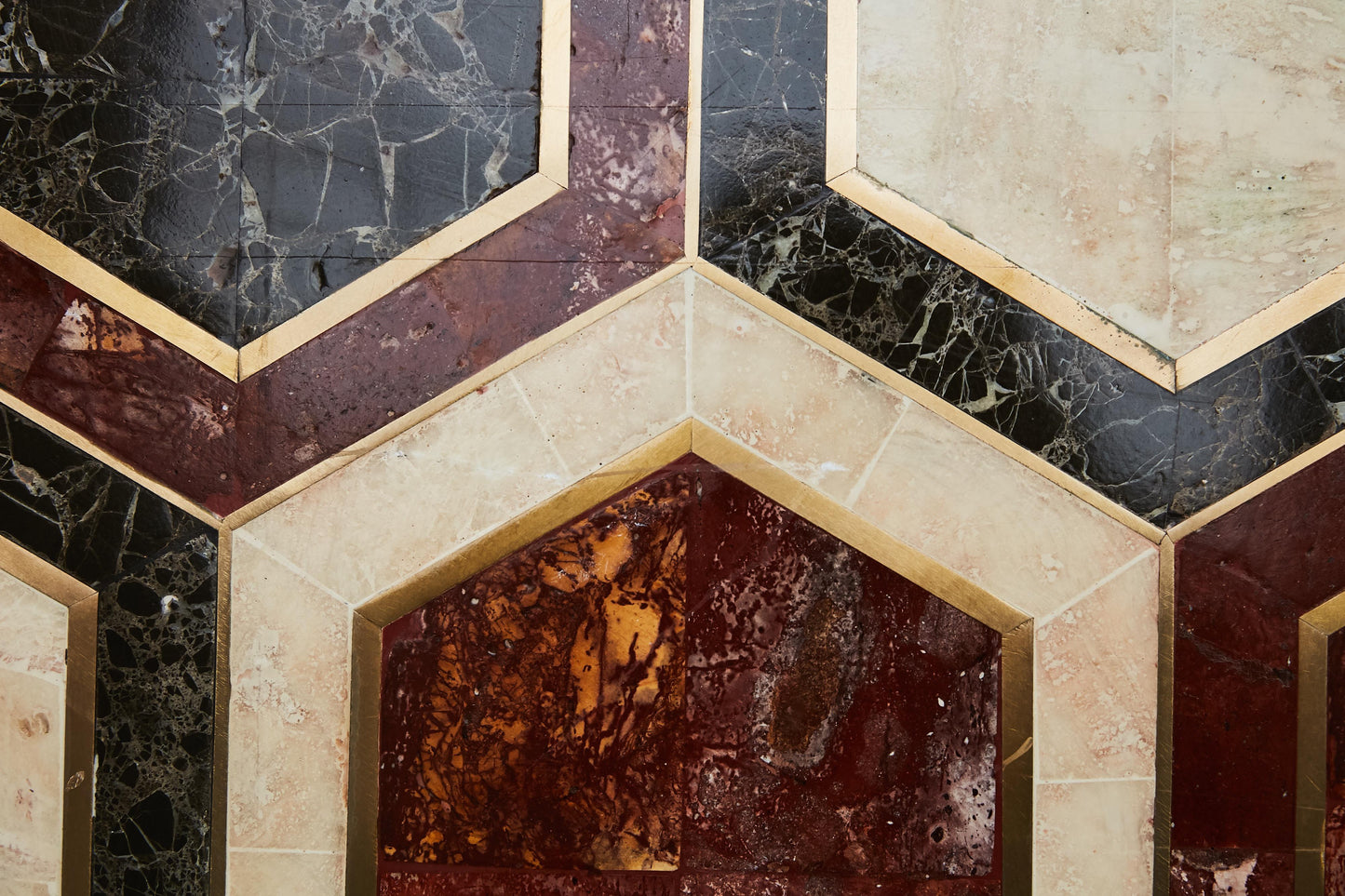 Custom Marble and Brass Geometric Screen from Viceroy Miami