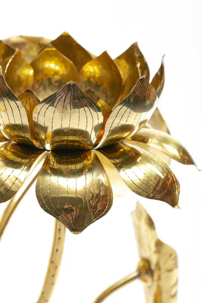 Feldman Chinoiserie Adjustable Brass Lotus Bouquet Sculpture, circa 1970